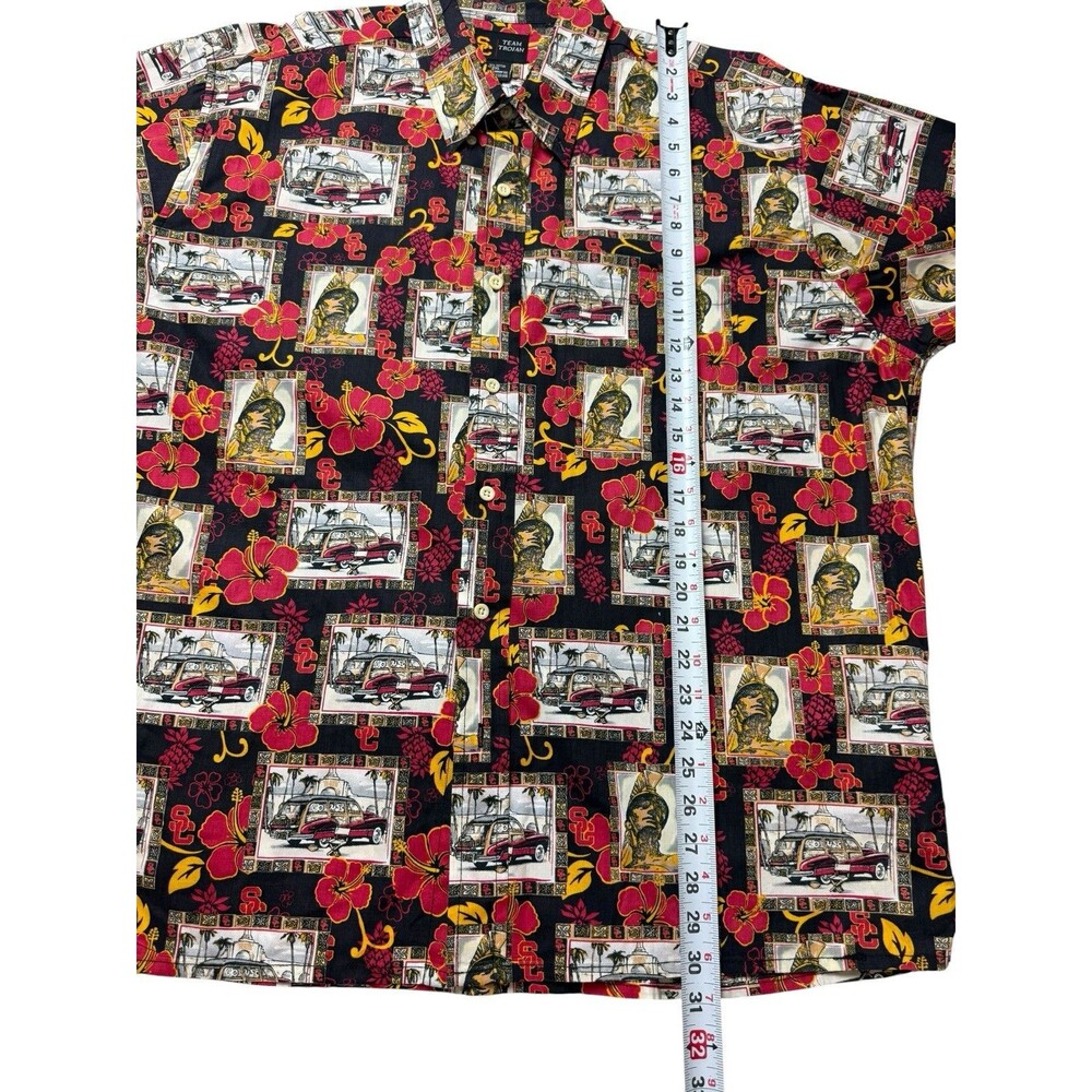 Vintage USC Trojans Mens Shirt 2XL Red Hawaiian Tropical Button Down Camp NCAA - Picture 6 of 6